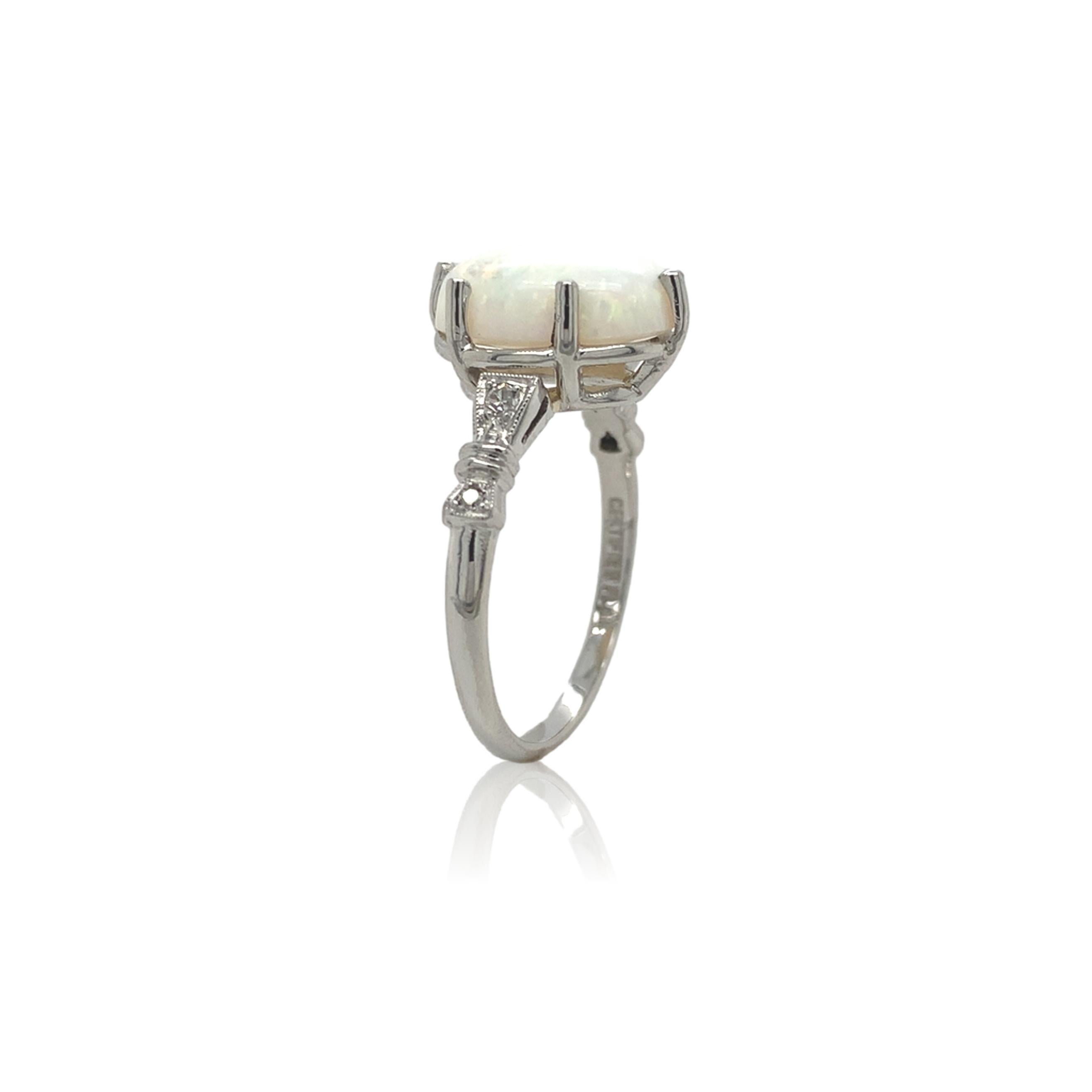 Oval Cut Platinum 2.80 carat Australian Opal Ring with pink-red fire! For Sale