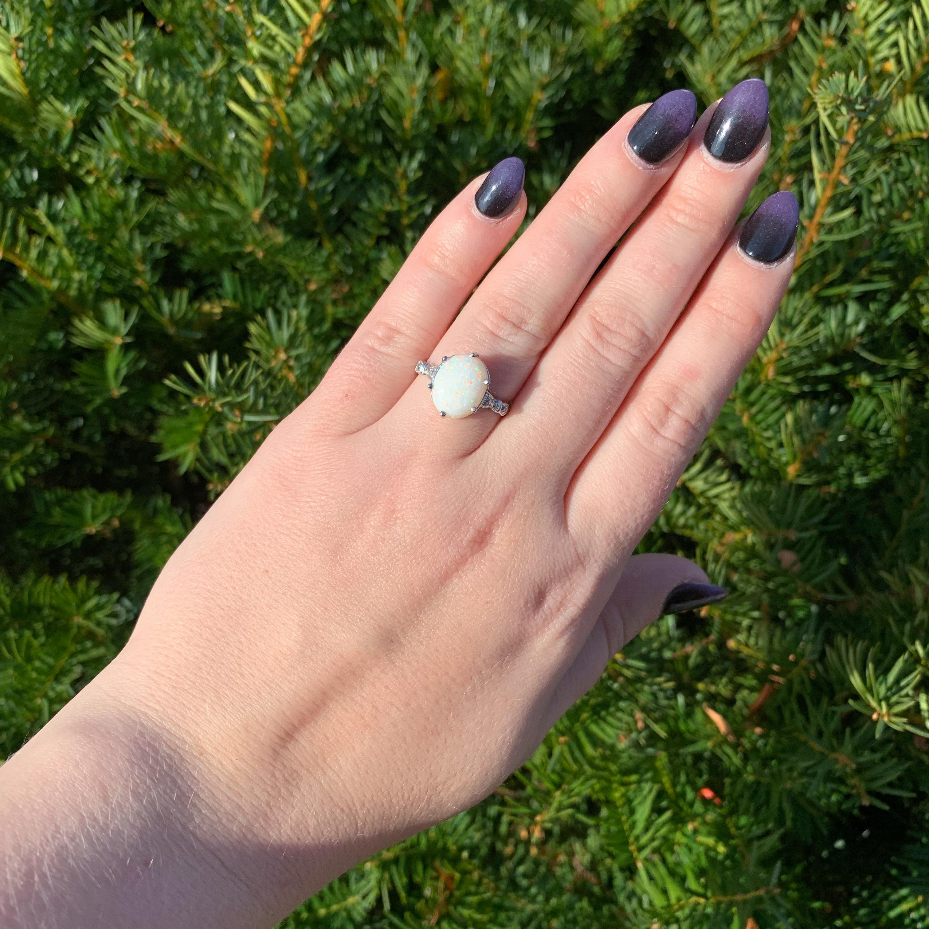 Platinum 2.80 carat Australian Opal Ring with pink-red fire! For Sale 1