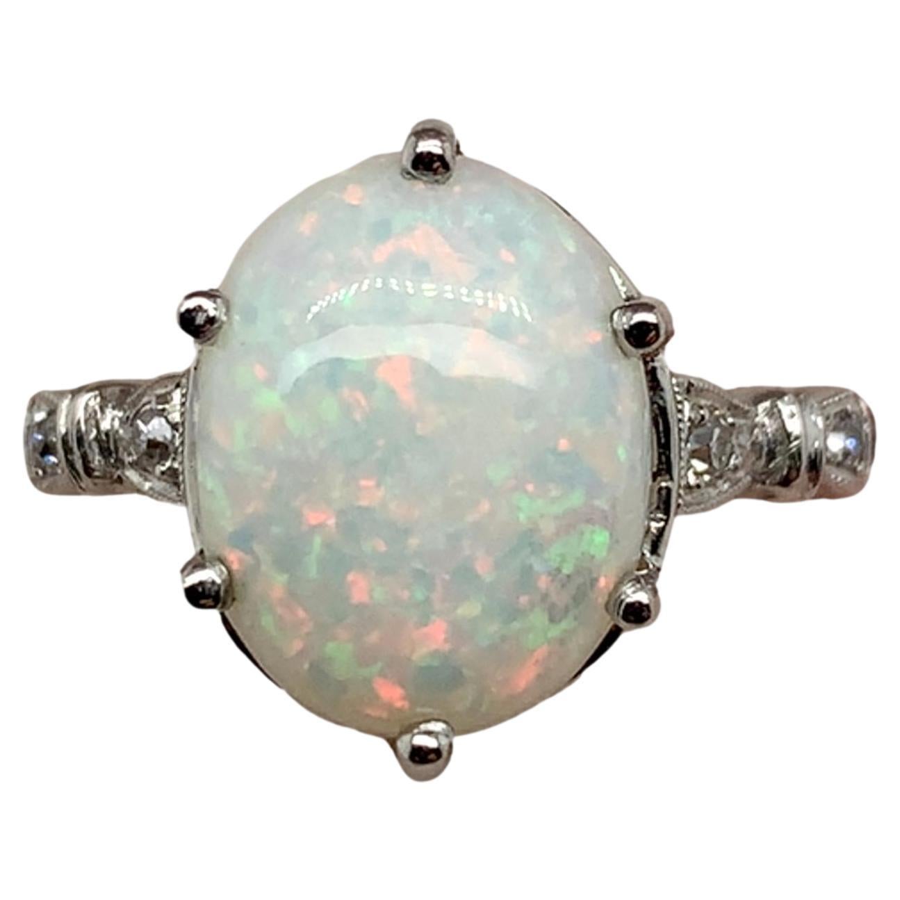 Platinum 2.80 carat Australian Opal Ring with pink-red fire!