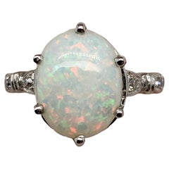 Platinum 2.80 carat Australian Opal Ring with pink-red fire!
