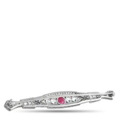 Platinum 2.80ct Diamond and No-Heat Burma Ruby Brooch MF02-021926