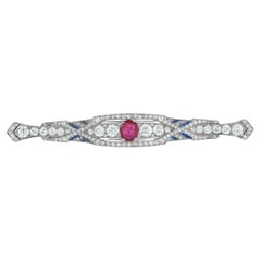 Platinum 2.80ct Diamond and No-Heat Burma Ruby Brooch MF02-021926