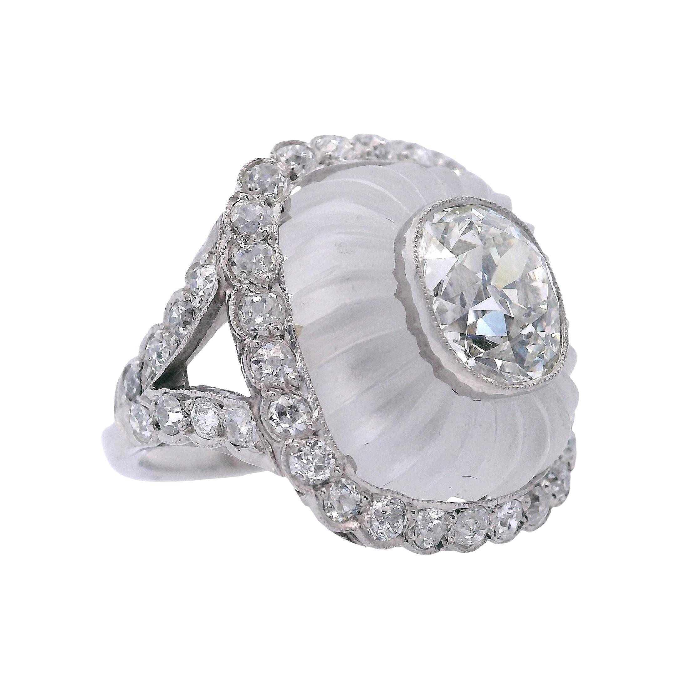 Platino 2,81 qt. Anillo de diamantes talla cojín antiguo en venta 1