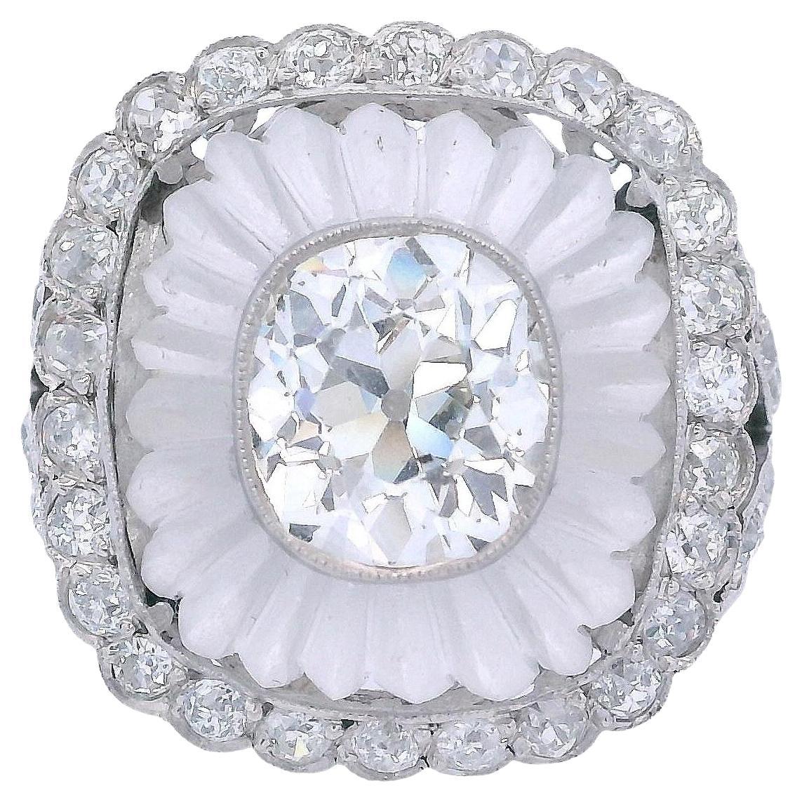 Platino 2,81 qt. Anillo de diamantes talla cojín antiguo en venta