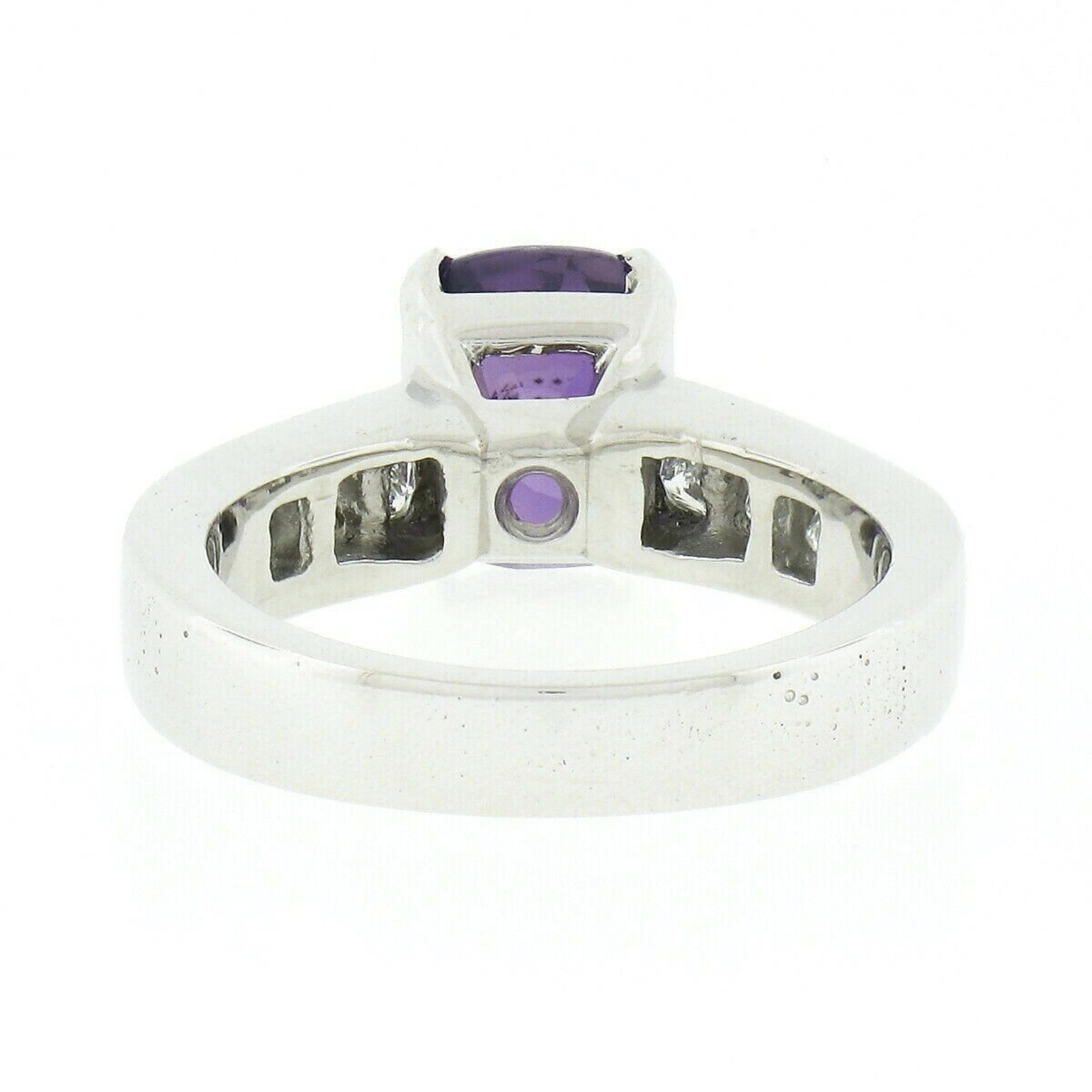 Platinum 2.83ctw GIA Cushion Ceylon Purple Sapphire & Diamond Engagement Ring In Good Condition For Sale In Montclair, NJ