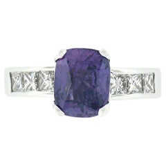 Platinum 2.83ctw GIA Cushion Ceylon Purple Sapphire & Diamond Engagement Ring