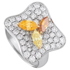 Bague en platine avec diamant blanc et jaune de 2,84 ct #5336
