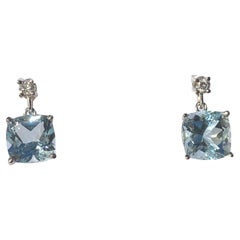 Platinum 2.85 carat tw Aquamarine Drop Earrings
