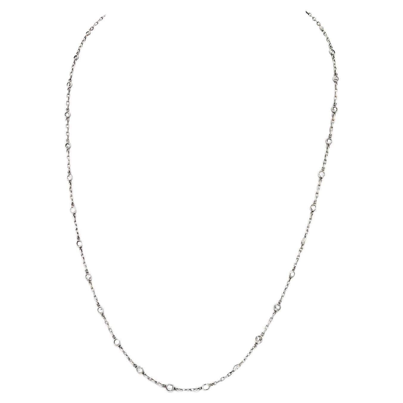 Platinum 2.85cttw Diamond by the Yard Chain Necklace For Sale