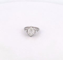 Platinum 2.87 Modified Hexagon Step Cut Diamond 5-Stone Ring