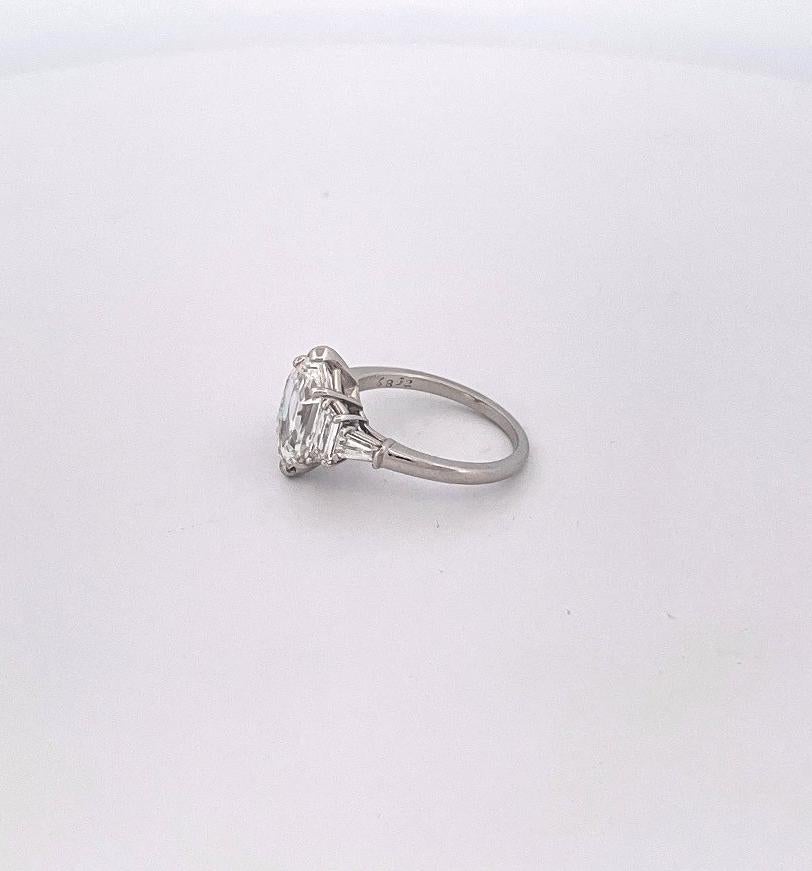 Modernist Platinum 2.87 Modified Hexagon Step Cut Diamond 5-Stone Ring For Sale