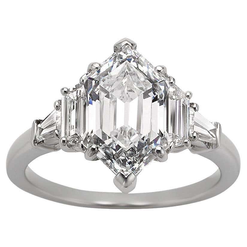 Geometric Hexagonal Diamond Ring at 1stDibs | elongated hexagon ...