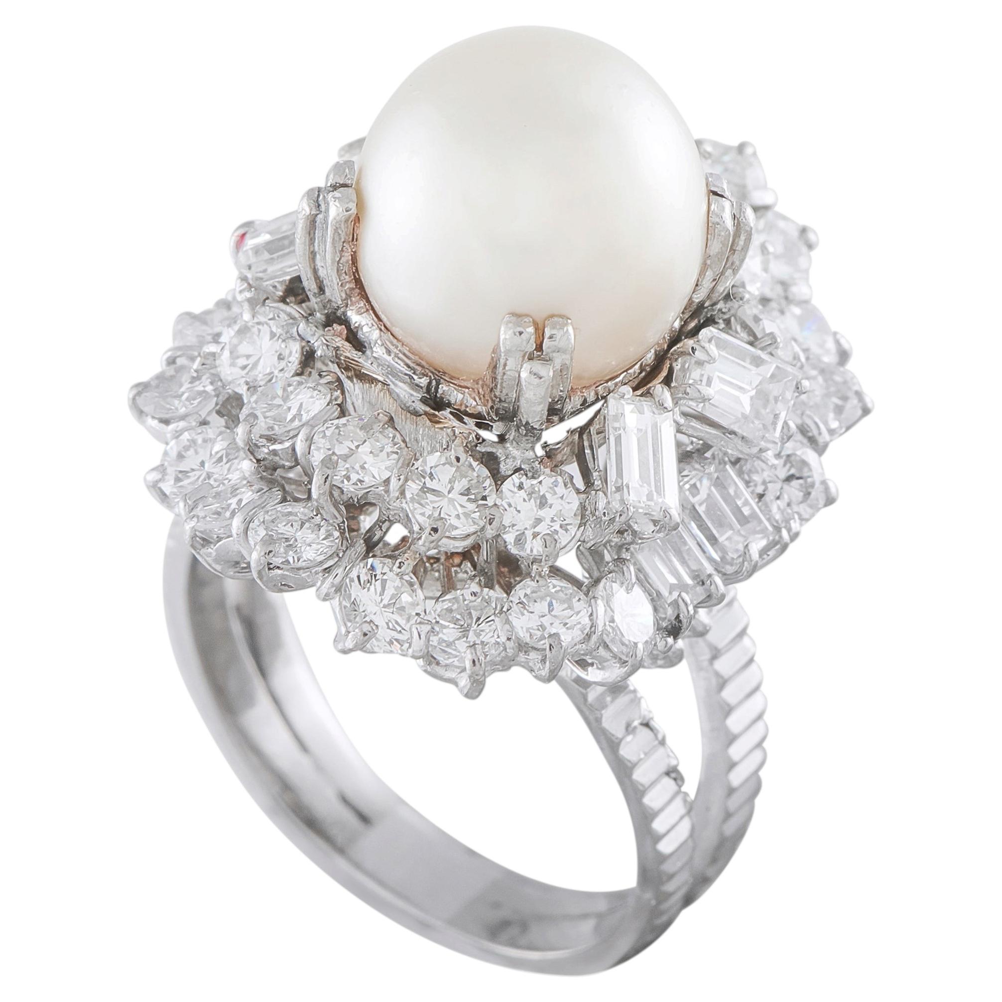 Platinum 2.90ct Diamond and Pearl Ring MF13-043026
