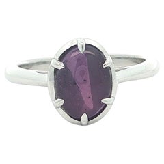 Platinum 2.90ct Rare Ceylon Cat's Eye Purple Sapphire Collet Solitaire Ring