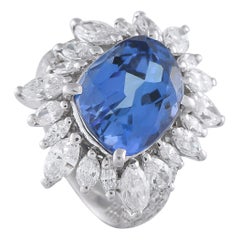 Anello in platino con diamante e tanzanite da 2.93 carati