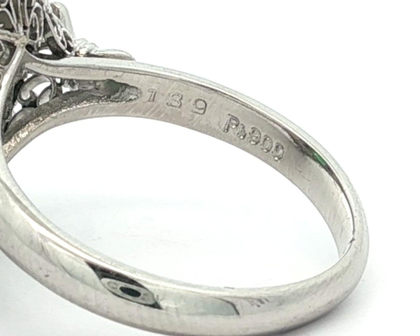 Bague ballerine en platine 2.93ctw Square Step Emerald w/ Round & Baguette Diamond Ballerina Ring en vente 7