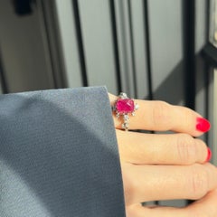 Platinum 2.95 Sugar Loaf Ruby Floral Diamond Ring