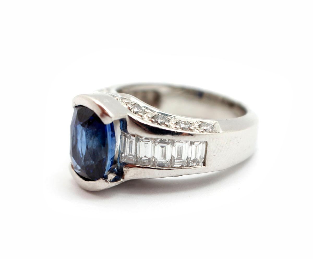 Platinum, 2.98 Carat Sapphire and 1.40 Carat Diamond Cocktail Ring In Excellent Condition In Scottsdale, AZ