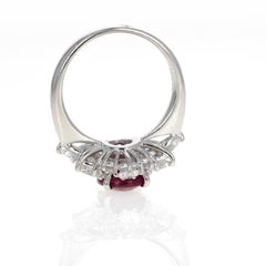 Platinum 2.99 Carat Oval Ruby Diamond Ring