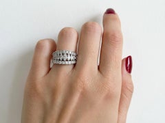 Platinum 3 Carat Diamond Multi-Row Marquise and Round Estate Band Ring