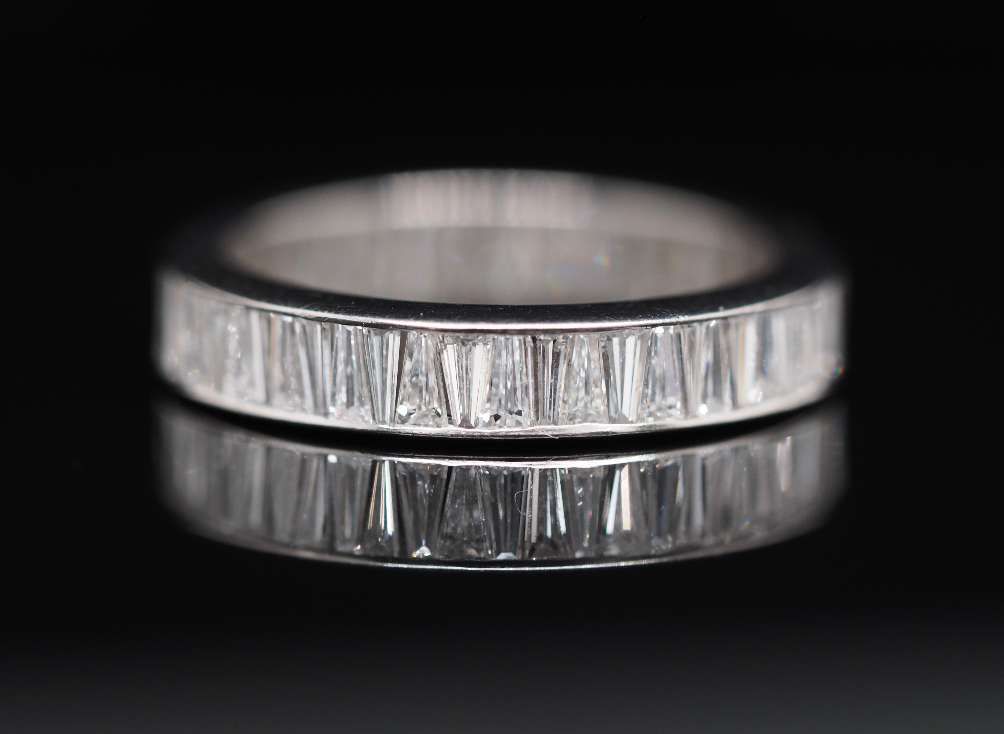Platinum 3 Carat Tapered Baguette Eternity Band For Sale 1