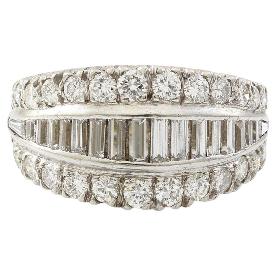 Platinum 3 Carat TDW Vintage Eternity Band Ring For Sale