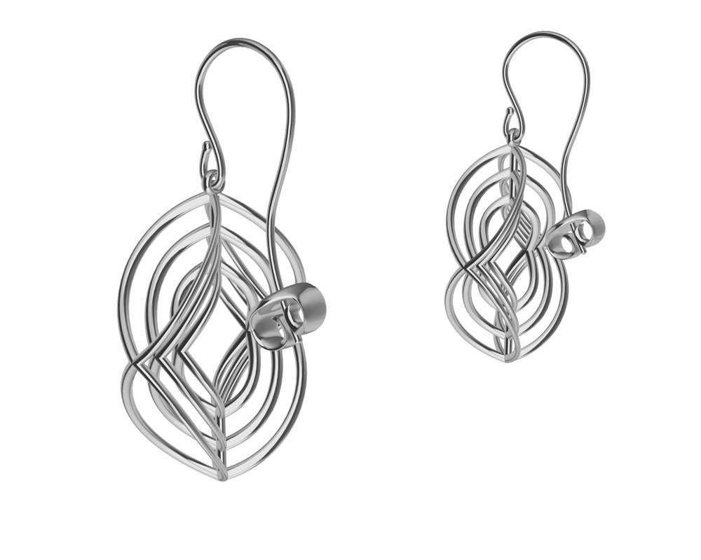 Platinum 3 Rhombus Earrings For Sale 3