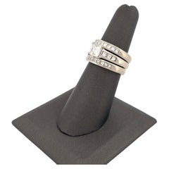 Platinum 3 Ring Wedding Set Engagement 1.02c Side 0.33ctw G VS1 Bands are 0.5