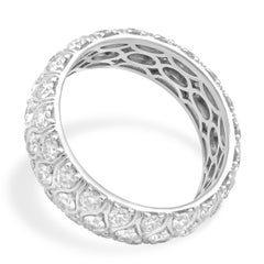 Platinum 3-Row Round Cut Diamond Eternity Band