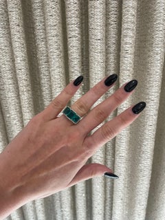 Platinum 3 Stone Colombian Emerald & Diamond Ring