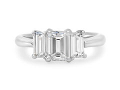 Platinum 3-Stone Emerald Cut Diamond Ring, 1.83 Carats Total
