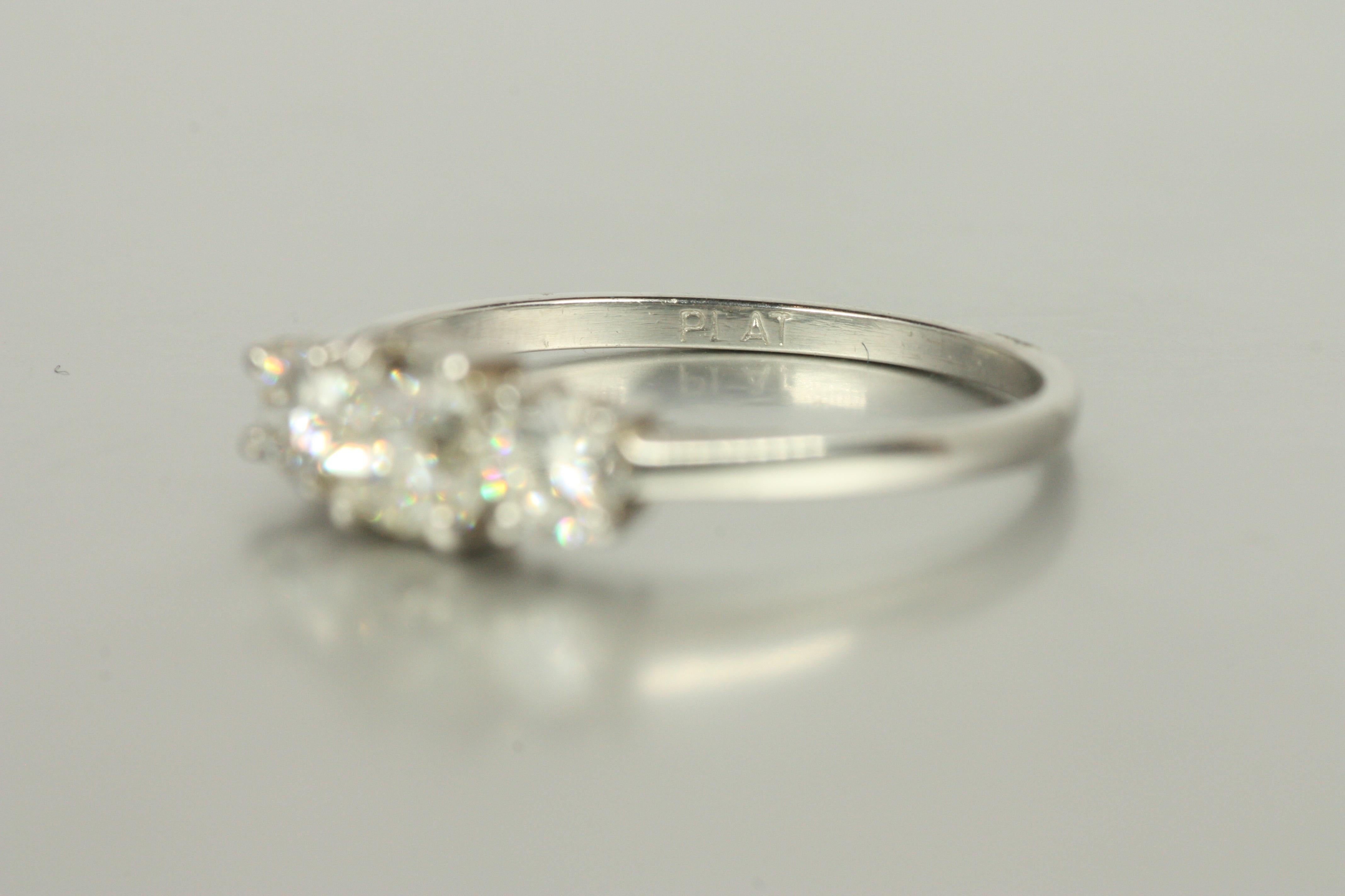 Women's Platinum 3-Stone Engagement Ring – 0.78ct Old Mine & Round Diamonds in Platinum For Sale