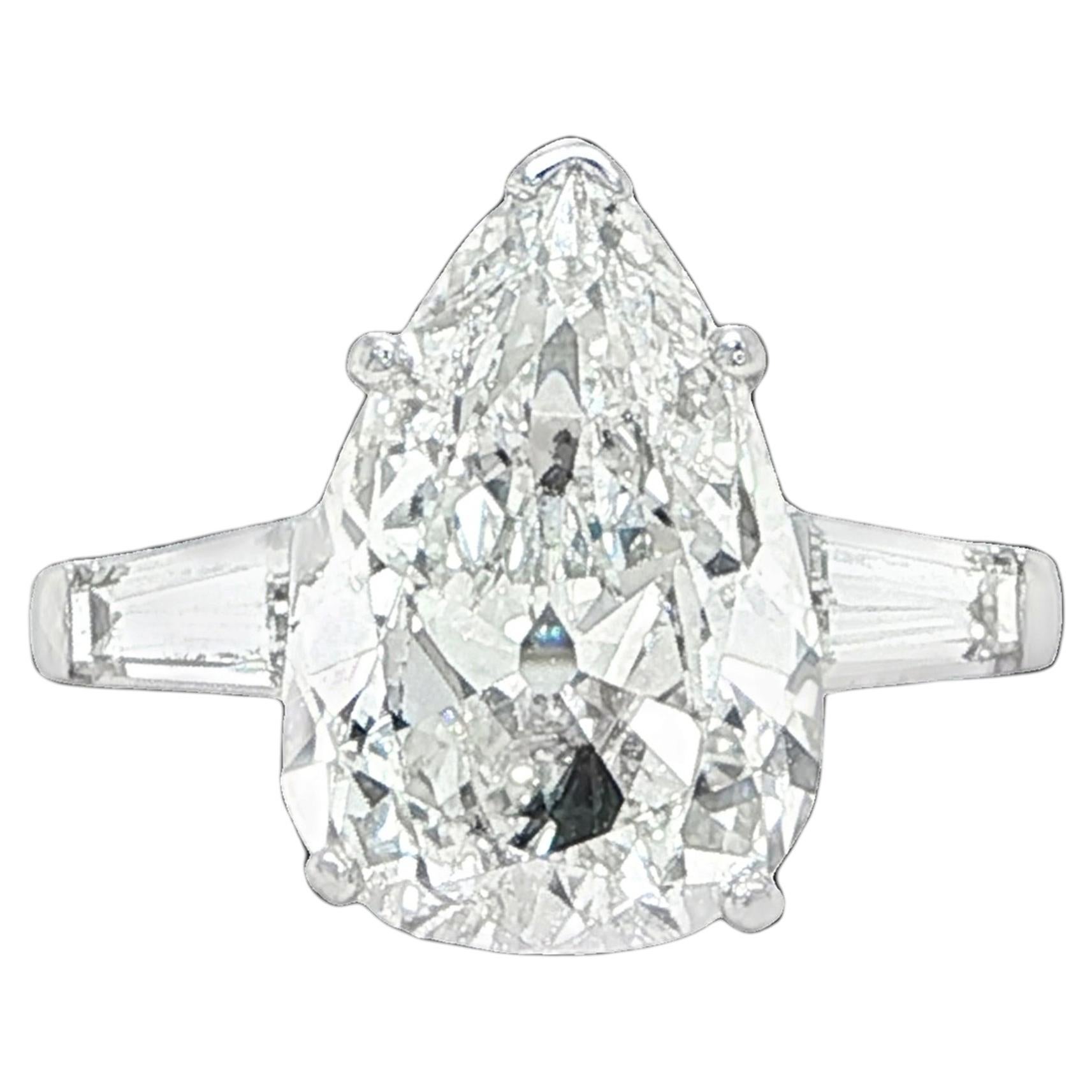Platinum 3-Stone Pear Diamond Engagement Ring