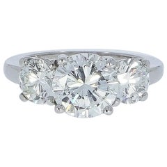 Platinum 3 Stones Round Diamond Engagement Ring