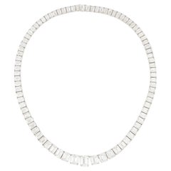 Platinum 30 Carat Emerald Cut Diamond Necklace with GIA Certified Stones