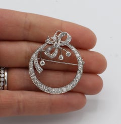 Platinum 3.00 Carat Natural Diamond Circle Pendant Brooch Pin