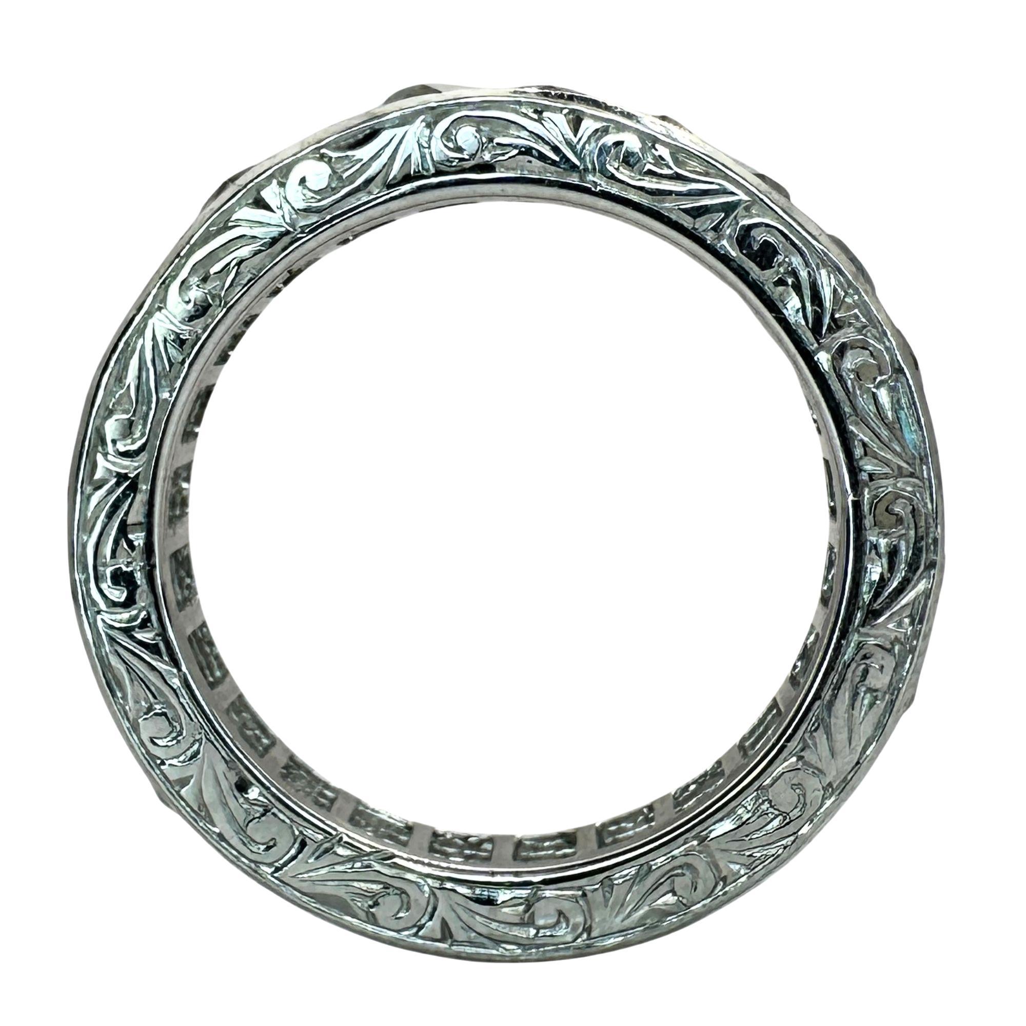 Platinum 3.00 Carat Repurposed Diamond Hand Engraved Eternity Band - Size 6 1