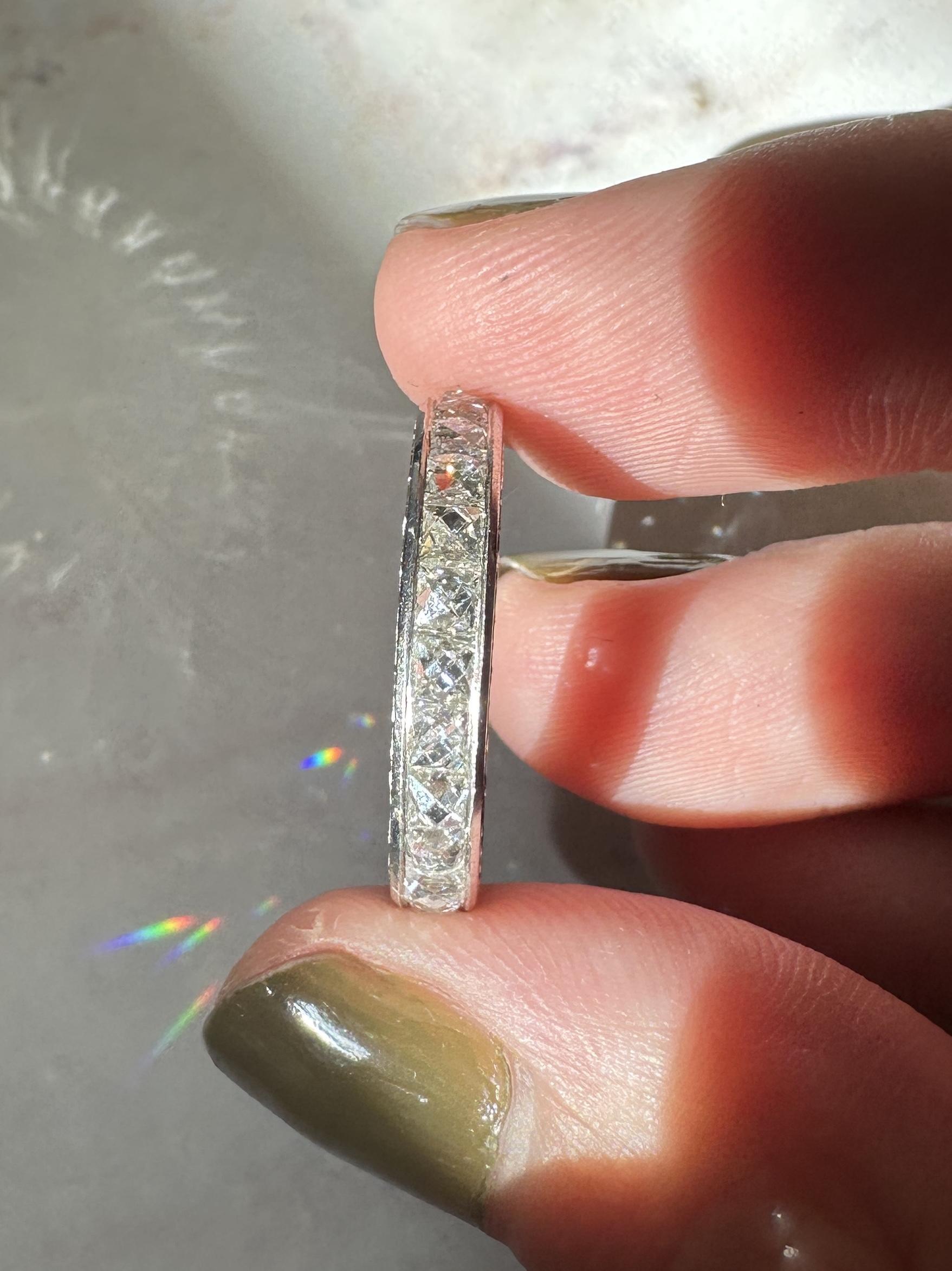 Platinum 3.00 Carat Repurposed Diamond Hand Engraved Eternity Band - Size 6 2