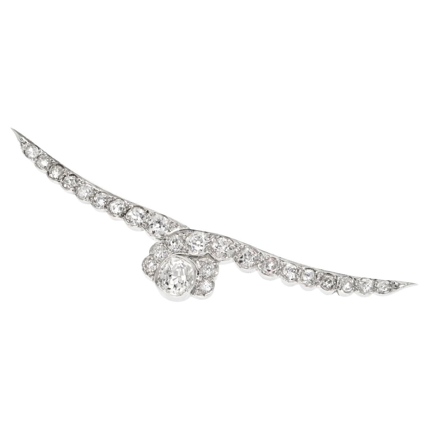 Platinum 3.00cttw Antique Old Mine Diamond Brooch