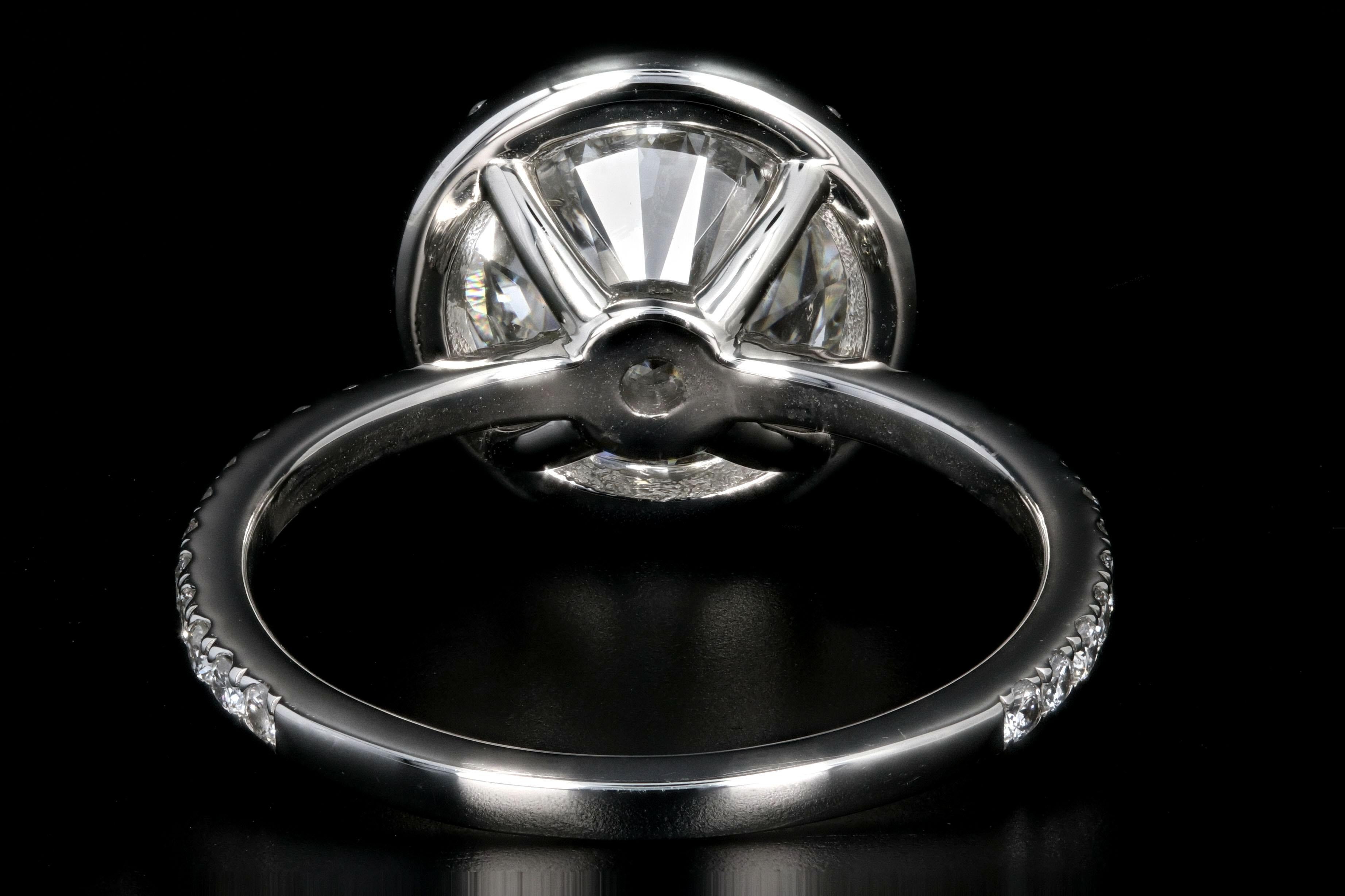 Platinum 3.01 Carat Round Brilliant Cut Diamond Halo Engagement Ring In New Condition In Cape May, NJ