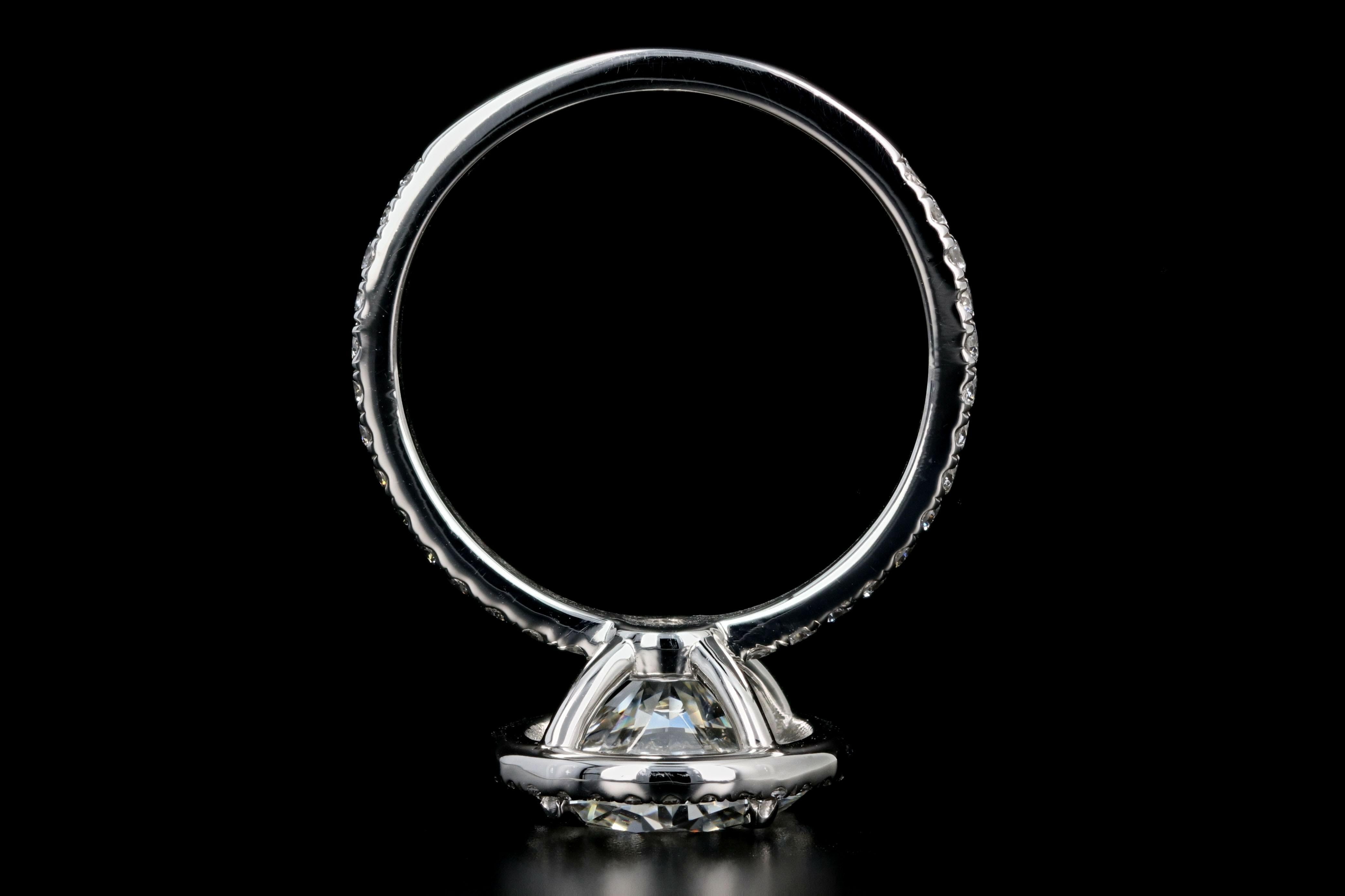 Women's Platinum 3.01 Carat Round Brilliant Cut Diamond Halo Engagement Ring