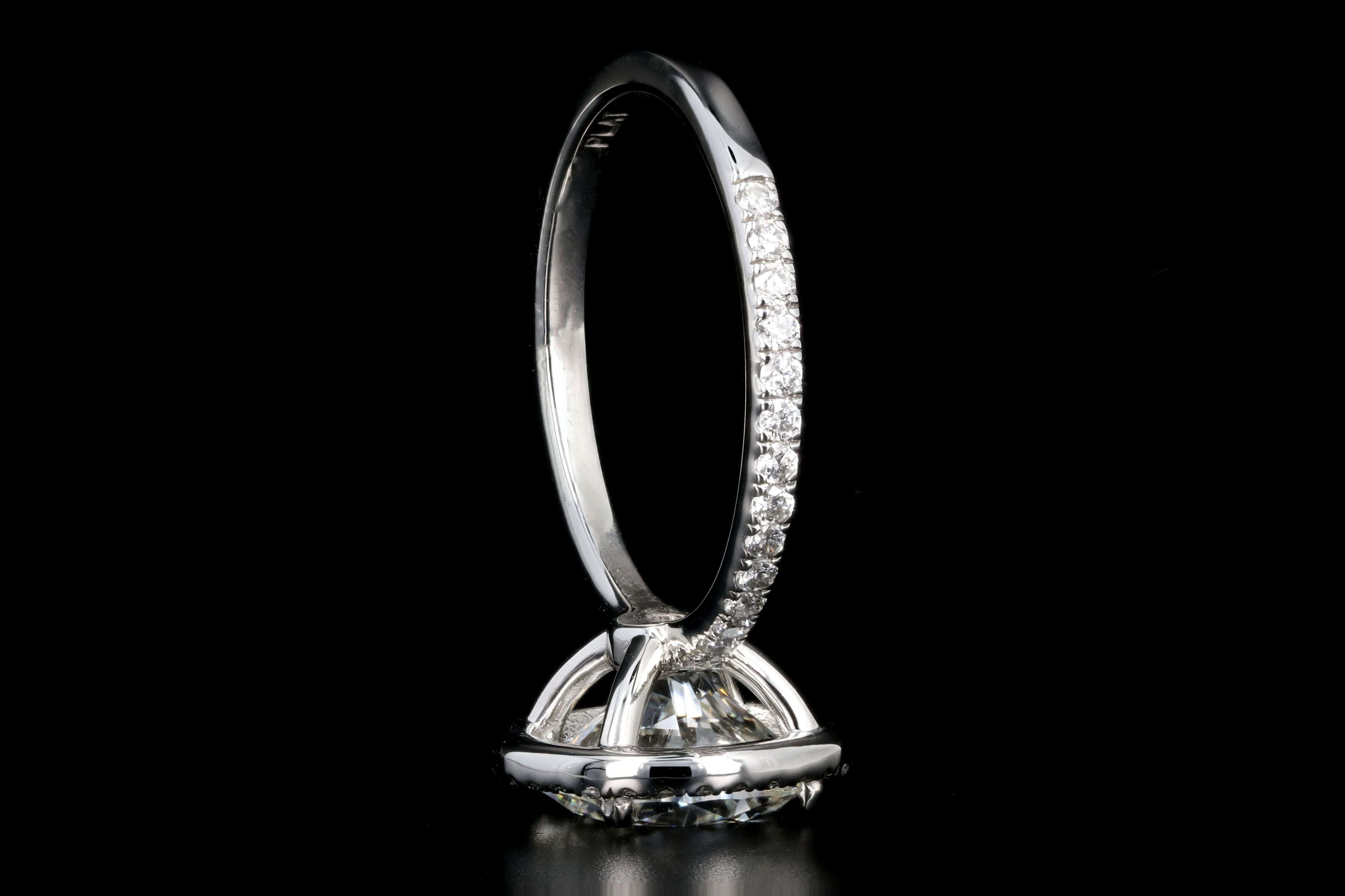 Platinum 3.01 Carat Round Brilliant Cut Diamond Halo Engagement Ring 1
