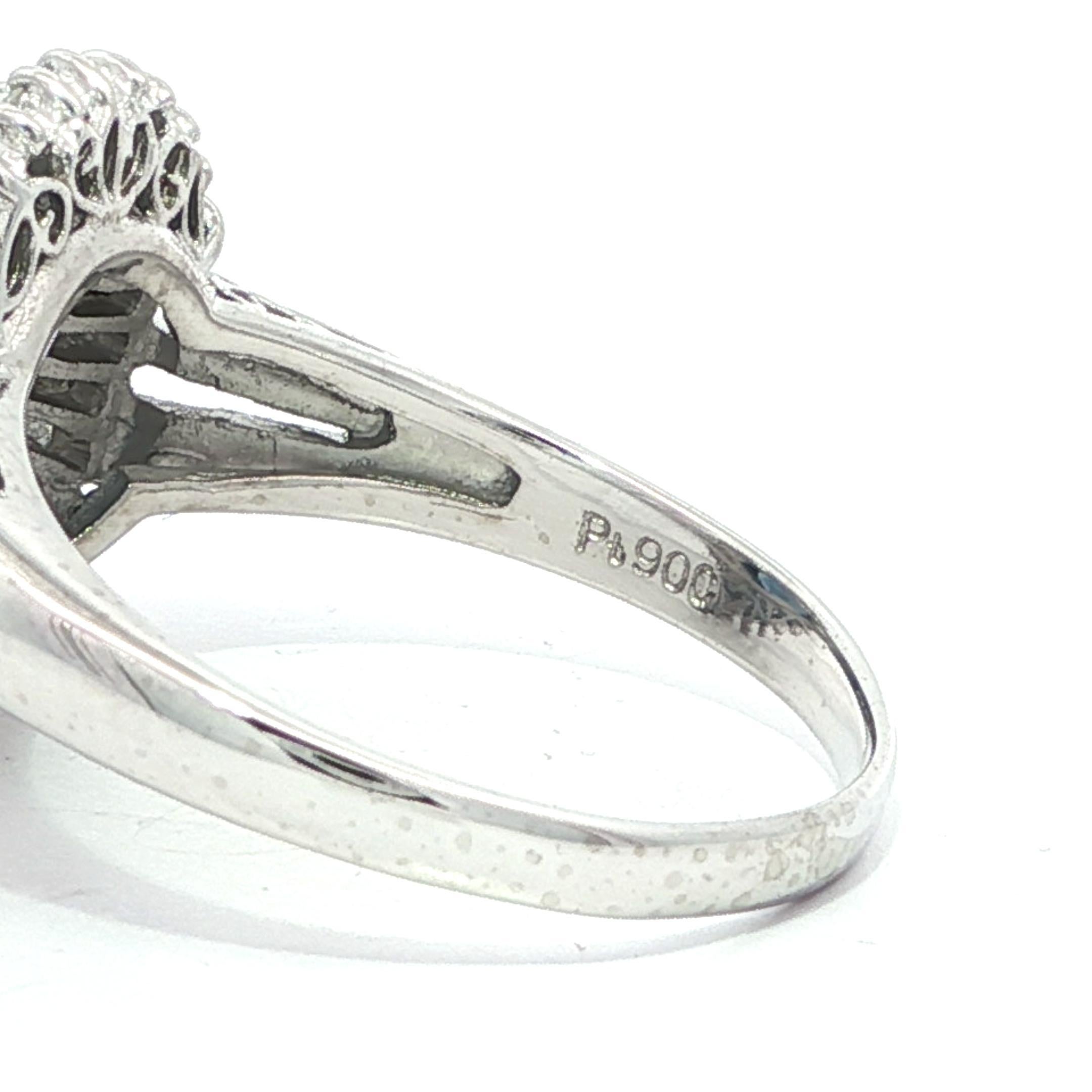 Platin 3,02ctw Oval Blauer Saphir w / Runde & Baguette Diamant Ballerina Ring im Angebot 4