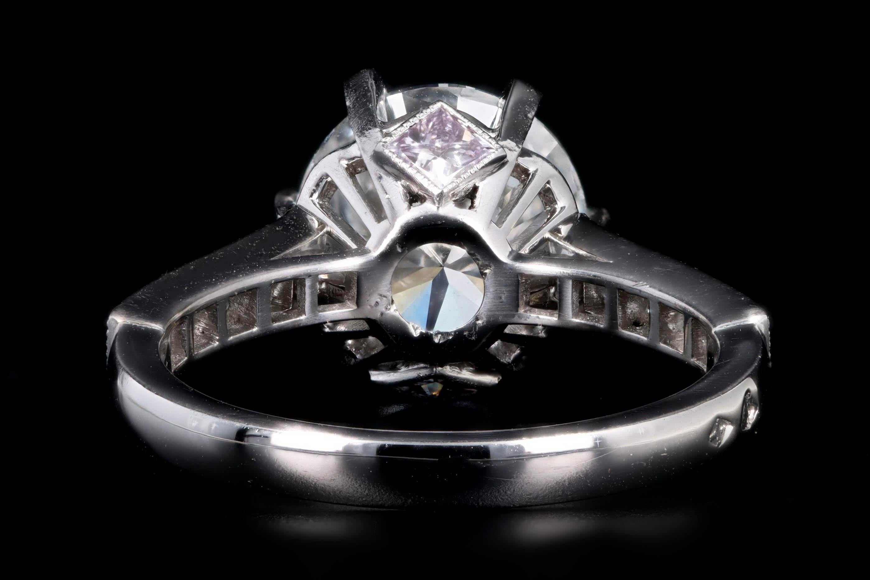 Round Cut Platinum 3.03 Carat Round Brilliant Diamond Engagement Ring