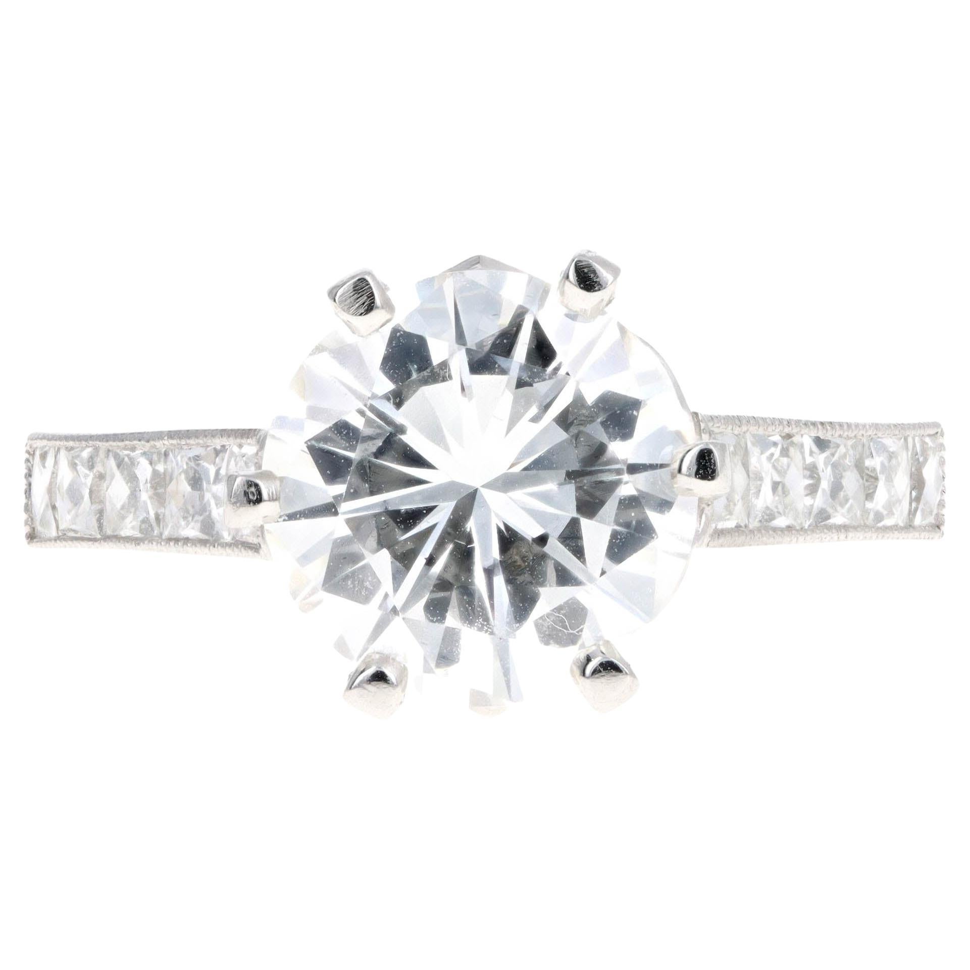 Platinum 3.03 Carat Round Brilliant Diamond Engagement Ring