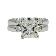 Parure di platino con diamanti taglio principessa da 3,06 carati certificati EGL di Rock N Gold