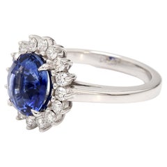 Platin 3::07 AGL Saphir Diamant Halo Prinzessin Diana Ring