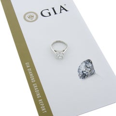 Platinum 3.09ct GIA Elongated Cushion Cut Diamond Solitaire Engagement Ring