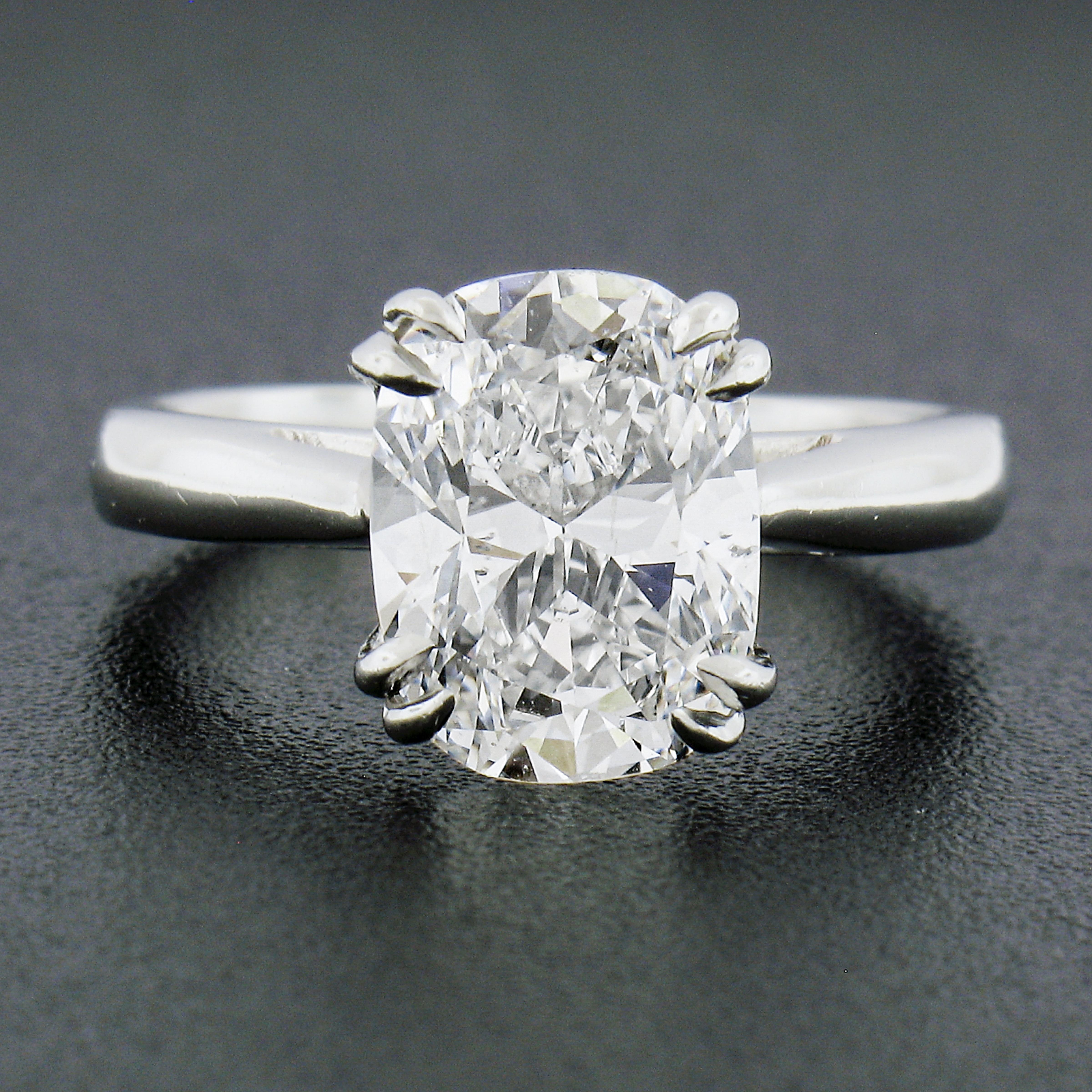 Women's Platinum 3.09ct GIA Elongated Cushion Cut Diamond Solitaire Engagement Ring For Sale