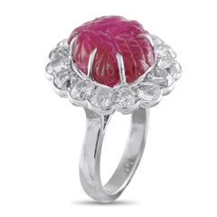 Platinum 3.0ct Diamond and Carved Burma Ruby Cocktail Ring MF30-021926
